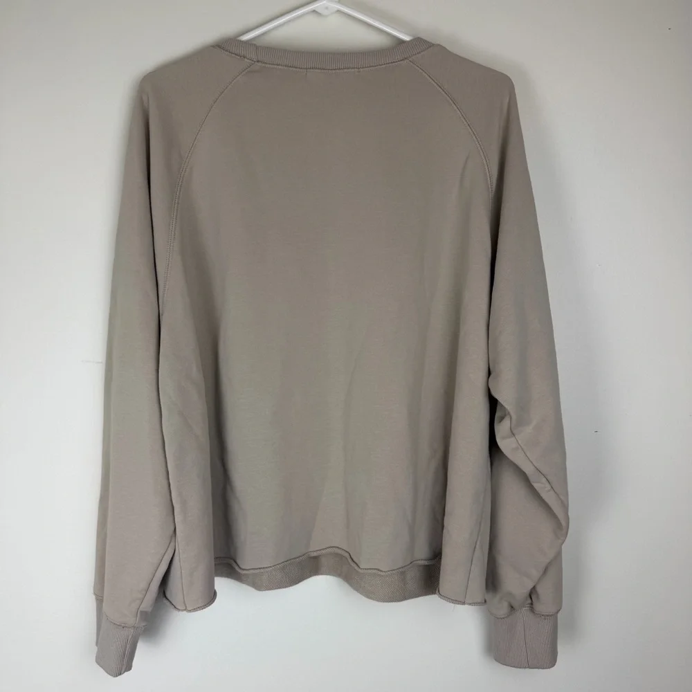 NATURAL LIFE Embroidered Taupe Crew Neck Sweatshirt L/XL